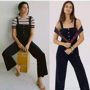 Anthropologie Joanie corduroy jumpsuit pants size 14 Large New NWT dark blue HTF